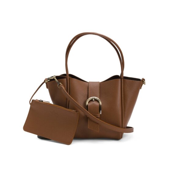 GABARRA MILANO Italy Leather Four Corner Flap Over Satchel With Buckle - Picture 1 of 2